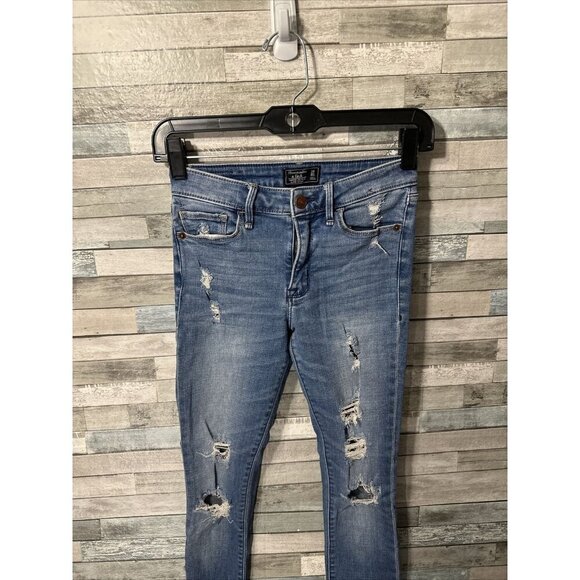 Women’s Abercrombie & Fitch Denim Jeans Low Rise Medium Wash Distressed Size 24 - Picture 6 of 13